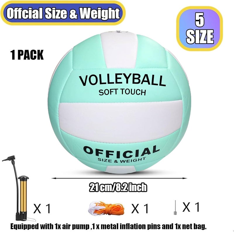 Magicorange Volleyball, 1 Pack Official Size 5 Volleyballs- PU Leather Indoor Outdoor Soft Touch Volleyballs for Beach Play, Game,Gym,Training -Includes Ball Pump - Image 2